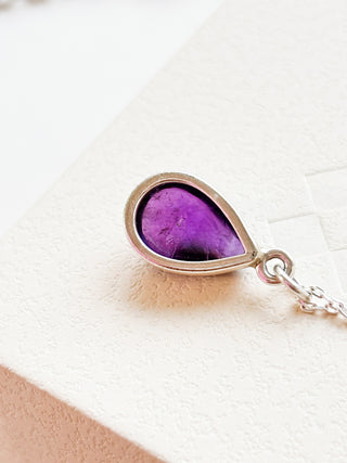 Teardrop Amethyst Cabochon Pendant | Sterling Silver | 1.04g
