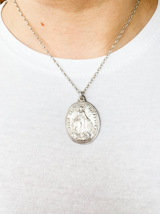 Extra-Large Miraculous Medal Pendant | Sterling Silver | 9.92g