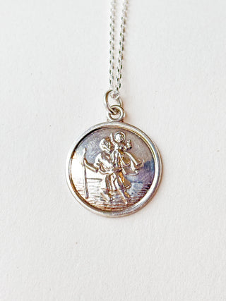 Round St. Christopher Medal Pendant | Sterling Silver | 2.07g