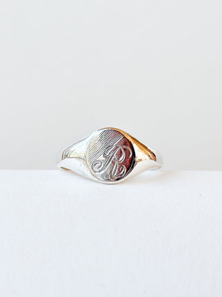 R Initial Signet Ring | Sterling Silver | 2.91g | Size Q