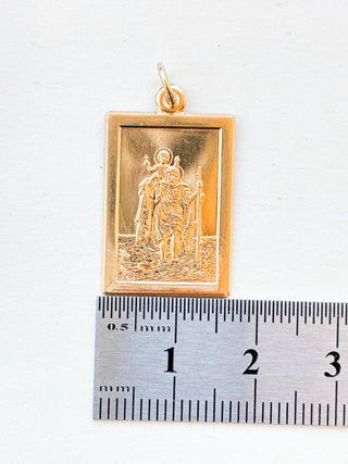 Large Rectangular St. Christopher Medal Pendant | 9ct Gold | 2.91g | 24mm x 16mm