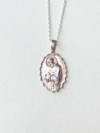 St. Francis Medal Pendant with Ridged Edge | Sterling Silver | 2.37g