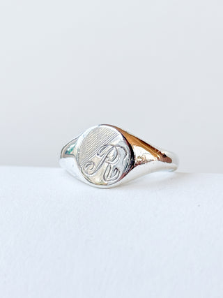 R Initial Signet Ring | Sterling Silver | 2.91g | Size Q