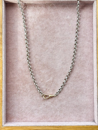 Rolo Link Chain with Gold Albert Swivel Clasp | Sterling Silver & 9ct Gold | 28.85g