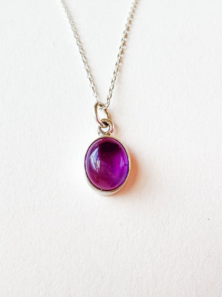Oval Amethyst Cabochon Pendant | Sterling Silver | 1.99g