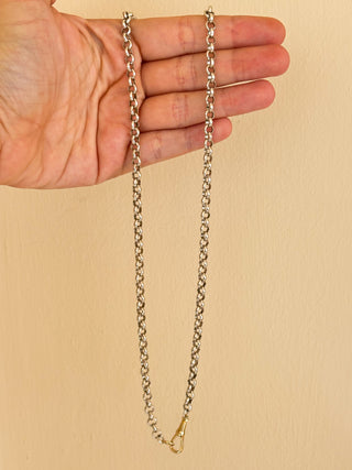 Rolo Link Chain with Gold Albert Swivel Clasp | Sterling Silver & 9ct Gold | 28.85g