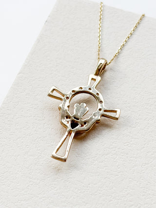 Amethyst Claddagh Cross Pendant | 9ct Gold | 2.78g