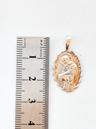 St. Francis Medal Pendant with Ridged Edge | Sterling Silver | 2.37g
