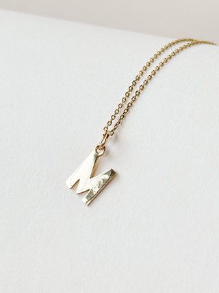 M Initial Pendant with Corner Jump Ring | 9ct Gold | 0.49g