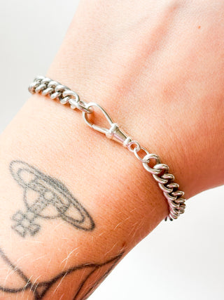 Curb Bracelet with Albert Clasp | Sterling Silver | 19.33g