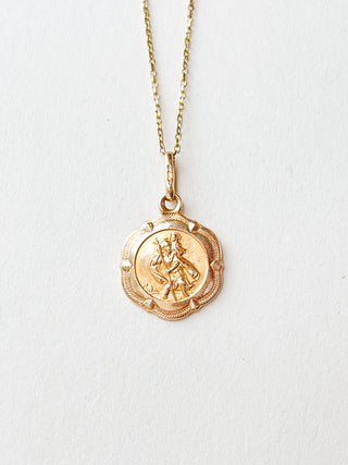 Hexagonal St. Christopher Medal Pendant | 9ct Gold | 0.85g