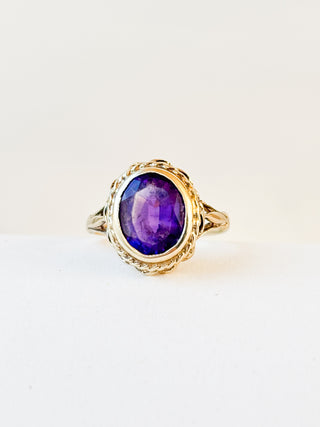 Amethyst Signet Ring with Rope Edge | 9ct Gold | 2.99g | Size K