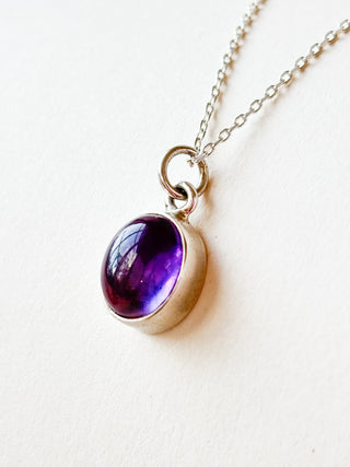 Oval Amethyst Cabochon Pendant | Sterling Silver | 1.99g