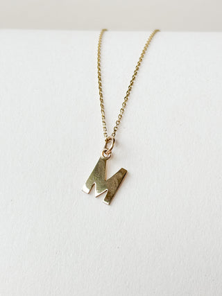M Initial Pendant with Corner Jump Ring | 9ct Gold | 0.49g