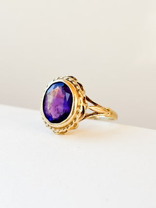 Amethyst Signet Ring with Rope Edge | 9ct Gold | 2.99g | Size K