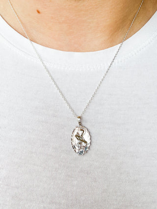 St. Francis Medal Pendant with Ridged Edge | Sterling Silver | 2.37g