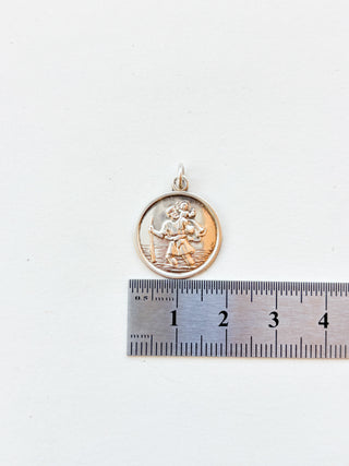 Round St. Christopher Medal Pendant | Sterling Silver | 2.07g