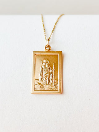 Large Rectangular St. Christopher Medal Pendant | 9ct Gold | 2.91g | 24mm x 16mm