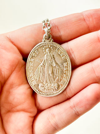 Extra-Large Miraculous Medal Pendant | Sterling Silver | 9.92g
