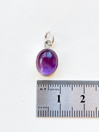 Oval Amethyst Cabochon Pendant | Sterling Silver | 1.99g