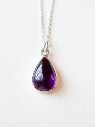 Teardrop Amethyst Cabochon Pendant | Sterling Silver | 1.04g